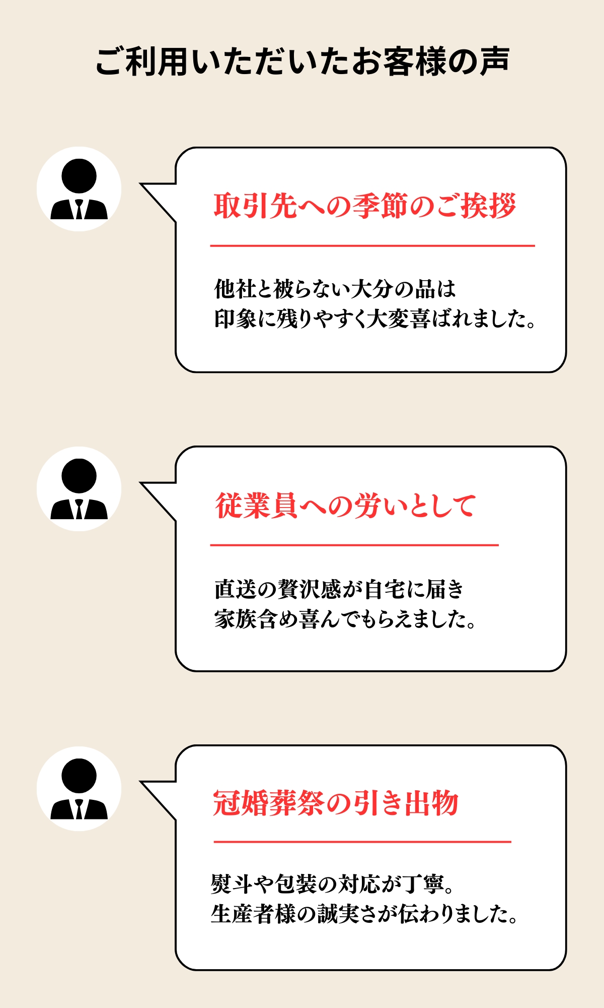 法人の方・大口注文　贈答品や返礼品