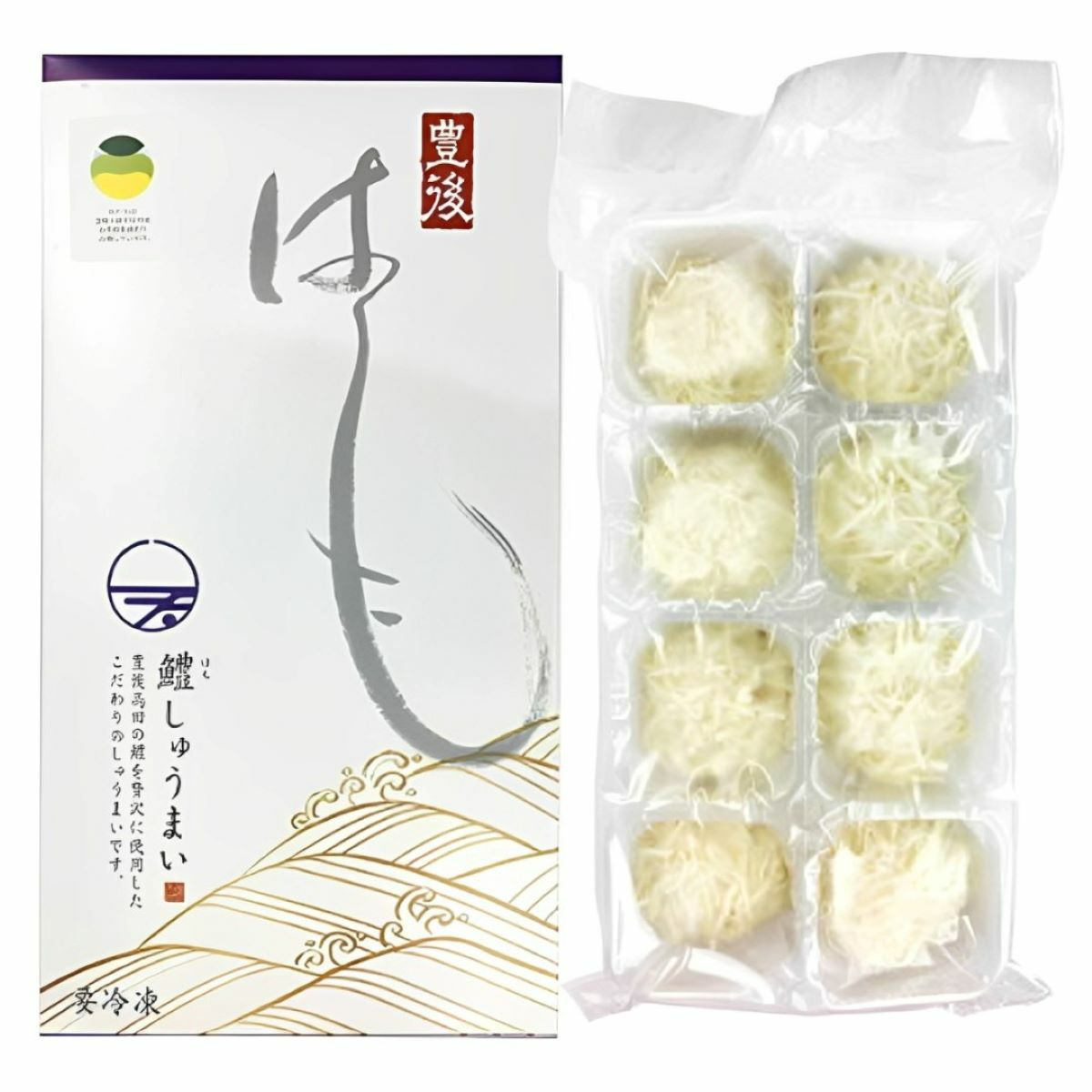 大分県産の鱧しゅうまい8粒入りのセットの画像。お祝いやお土産にも最適な、冷凍で保存できる海鮮しゅうまい。