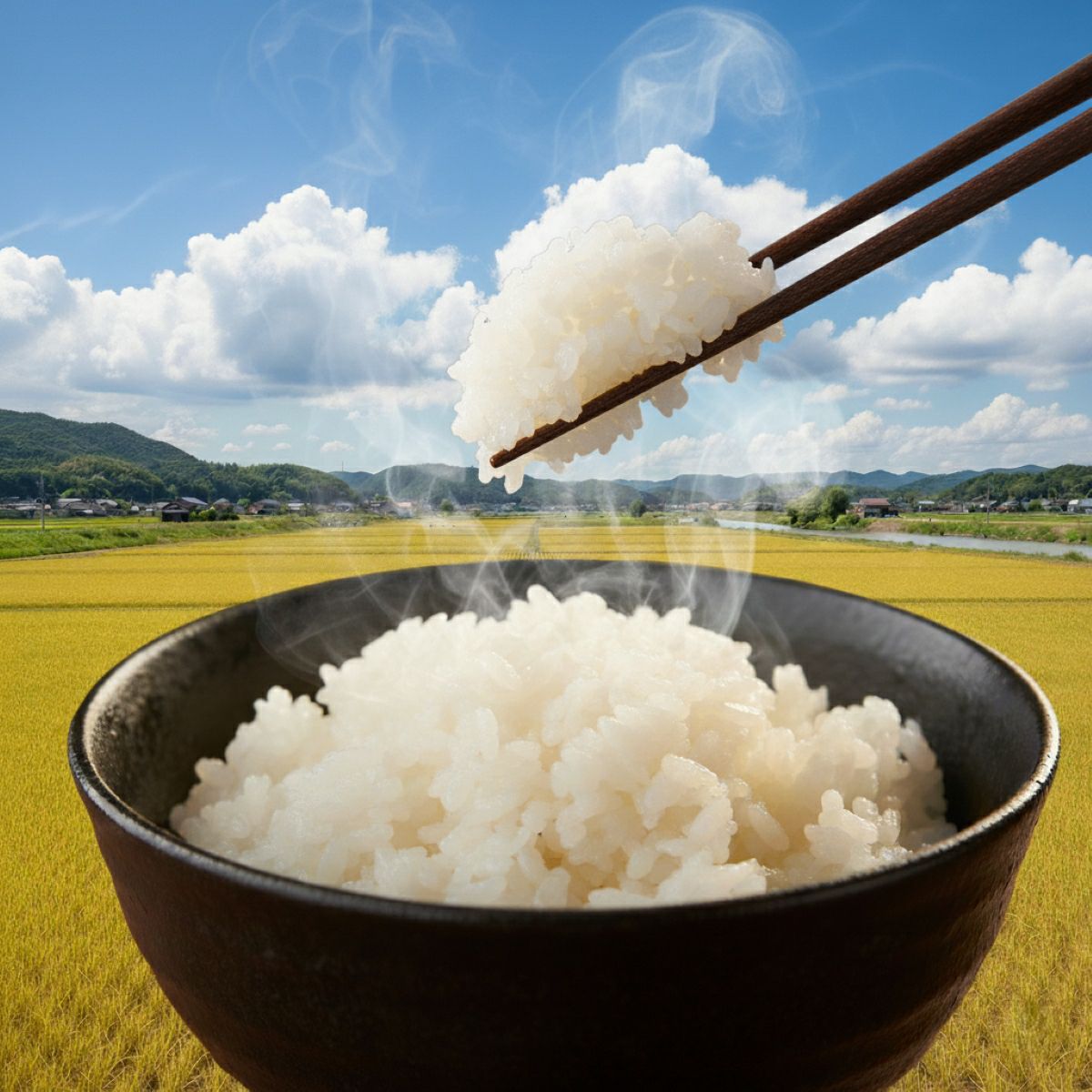 大分県玖珠町産ブランド米「くす天空の輝き」のイメージ画像。大自然で育まれた美味しいお米を産地直送でお取り寄せ、通販で購入。